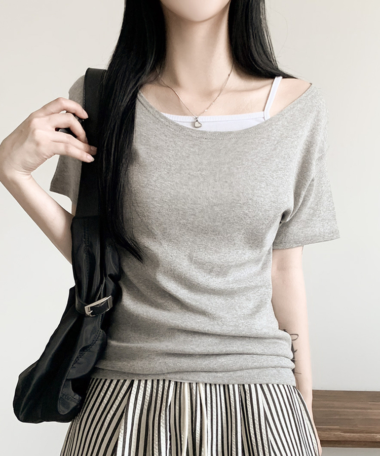 ルーズフィットオフ半袖Tシャツ(5color) GRAY