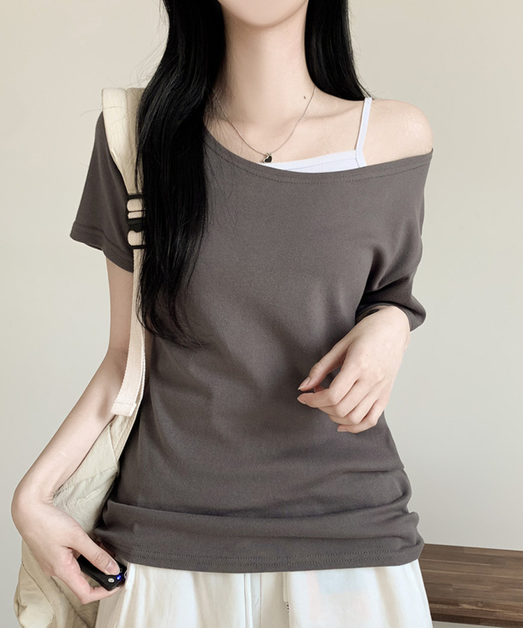 ルーズフィットオフ半袖Tシャツ(5color) CHARCOAL