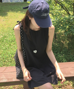 ミニワンピース リボンストリングナイロンミニワンピース BLACK