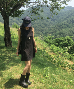 ミニワンピース リボンストリングナイロンミニワンピース BLACK