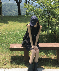 ミニワンピース リボンストリングナイロンミニワンピース BLACK