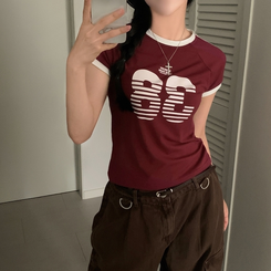 半袖Tシャツ ラインレタリングナンバー半袖Tシャツ RED