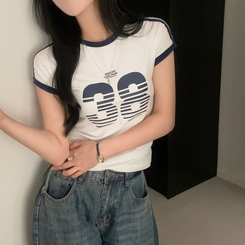 半袖Tシャツ ラインレタリングナンバー半袖Tシャツ IVORY