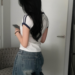 半袖Tシャツ ラインレタリングナンバー半袖Tシャツ IVORY