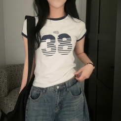 半袖Tシャツ ラインレタリングナンバー半袖Tシャツ IVORY