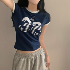 半袖Tシャツ ラインレタリングナンバー半袖Tシャツ NAVY