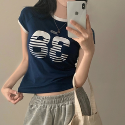 半袖Tシャツ ラインレタリングナンバー半袖Tシャツ NAVY