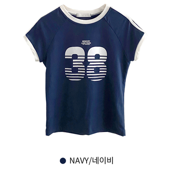 ラインレタリングナンバー半袖Tシャツ