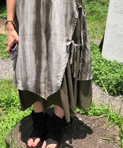 ロングワンピース レイヤードビスチェロングワンピース KHAKI