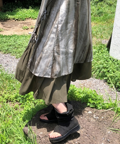 ロングワンピース レイヤードビスチェロングワンピース KHAKI