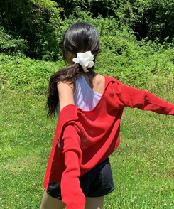 カーディガン シースルースリムカーディガン(6color) RED