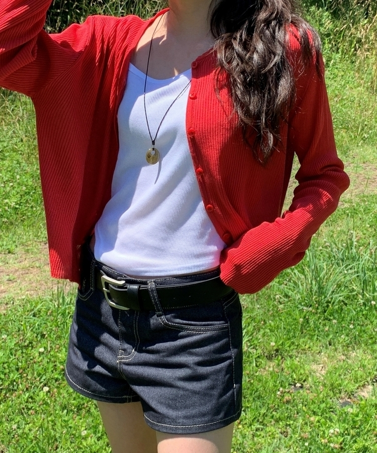 シースルースリムカーディガン(6color) RED