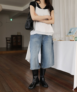 デニム 【丈別】カーペンターバミューダデニムパンツ(5color) MID DENIM
