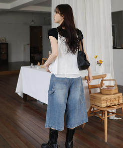 デニム 【丈別】カーペンターバミューダデニムパンツ(5color) MID DENIM