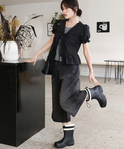デニム 【丈別】カーペンターバミューダデニムパンツ(5color) BLACK DENIM