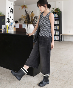 デニム 【丈別】カーペンターバミューダデニムパンツ(5color) BLACK DENIM