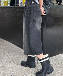 デニム 【丈別】カーペンターバミューダデニムパンツ(5color) BLACK DENIM