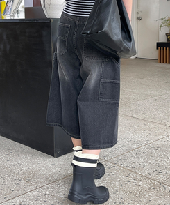 デニム 【丈別】カーペンターバミューダデニムパンツ(5color) BLACK DENIM