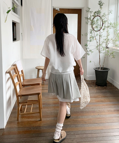 ブラウス グロッシー半袖ブラウス IVORY