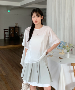 ブラウス グロッシー半袖ブラウス IVORY