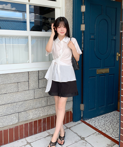 シャツ シンプルラップ半袖シャツ IVORY