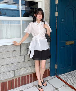 シャツ シンプルラップ半袖シャツ IVORY