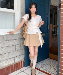 ミニスカート プリーツAフィットスカートパンツ BEIGE