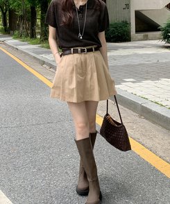 ミニスカート プリーツAフィットスカートパンツ BEIGE