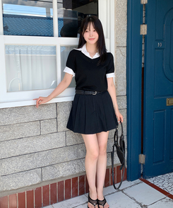 ミニスカート プリーツAフィットスカートパンツ BLACK