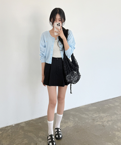 ミニスカート プリーツAフィットスカートパンツ BLACK