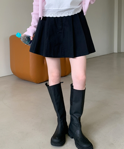 ミニスカート プリーツAフィットスカートパンツ BLACK