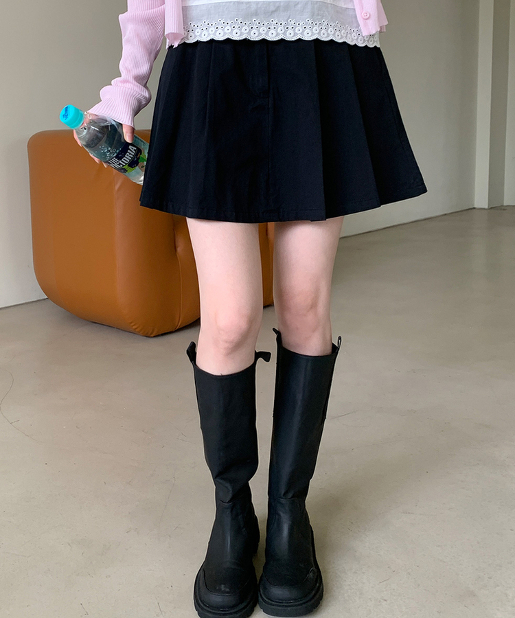 プリーツAフィットスカートパンツ BLACK