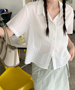 シャツ アイレットアンバランスシャツ IVORY