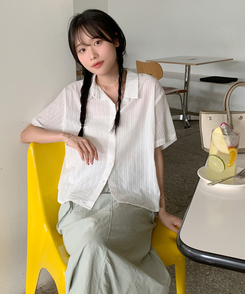 シャツ アイレットアンバランスシャツ IVORY