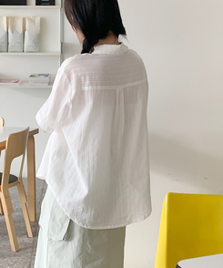 シャツ アイレットアンバランスシャツ IVORY