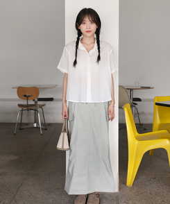 シャツ アイレットアンバランスシャツ IVORY