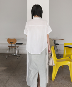 シャツ アイレットアンバランスシャツ IVORY