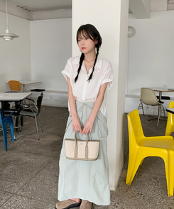 シャツ アイレットアンバランスシャツ IVORY