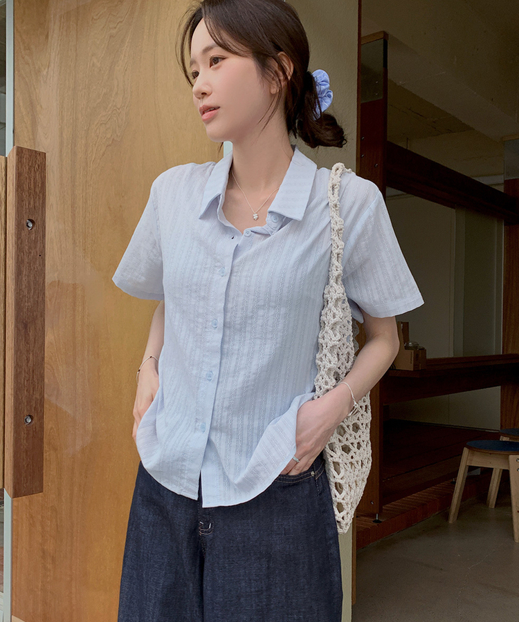 アイレットアンバランスシャツ SKYBLUE