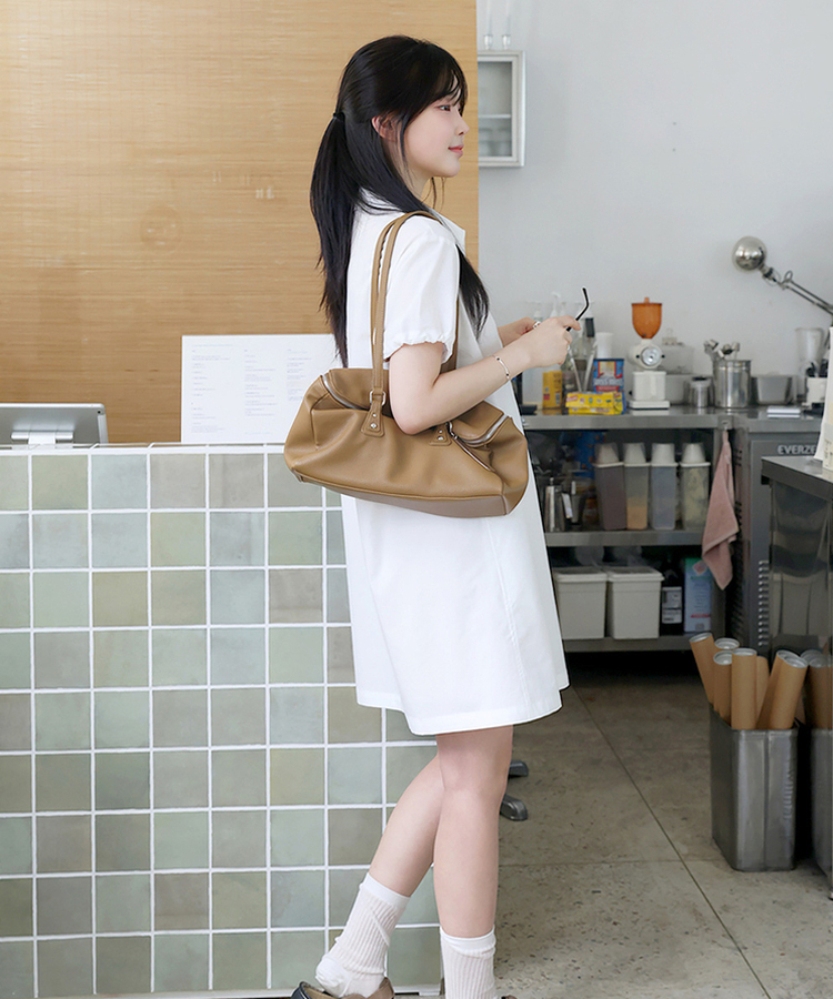 ハーフジップアップワンピース IVORY