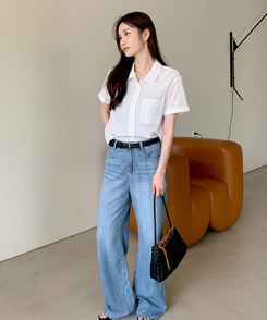 シャツ ロールアップボタンシャツ IVORY