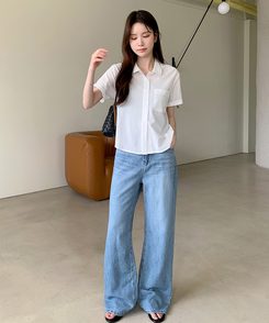 シャツ ロールアップボタンシャツ IVORY