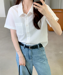 シャツ ロールアップボタンシャツ IVORY
