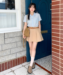 シャツ ロールアップボタンシャツ SKYBLUE