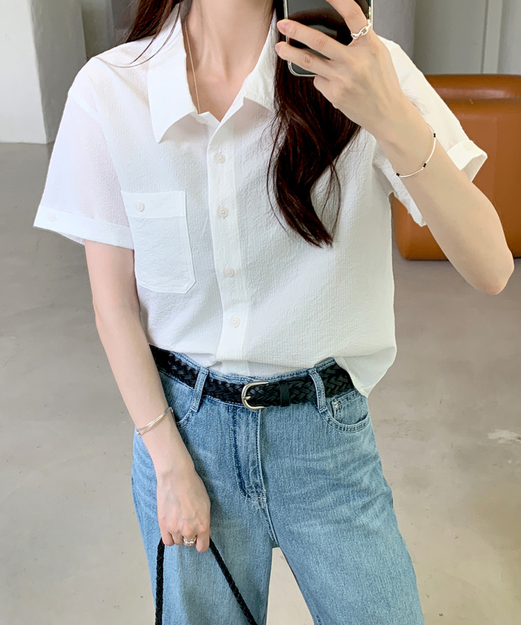 ロールアップボタンシャツ IVORY