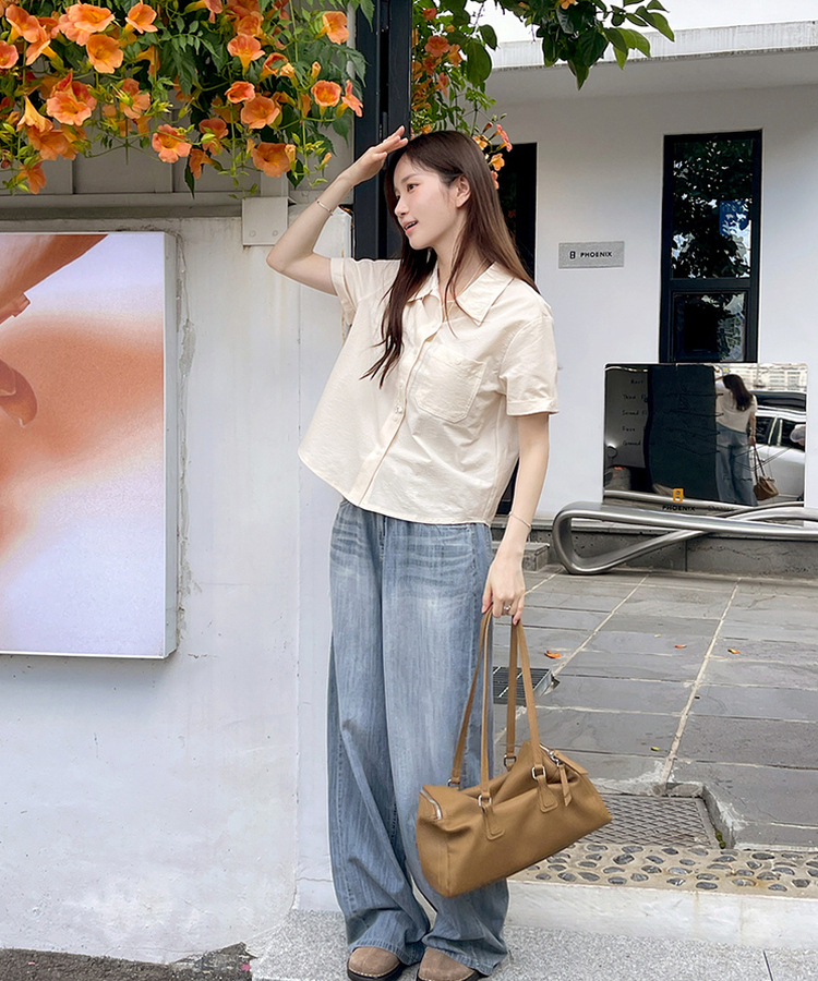 ロールアップボタンシャツ SOFT YELLOW