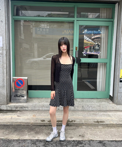ミニワンピース ドットホルターストラップワンピース BLACK