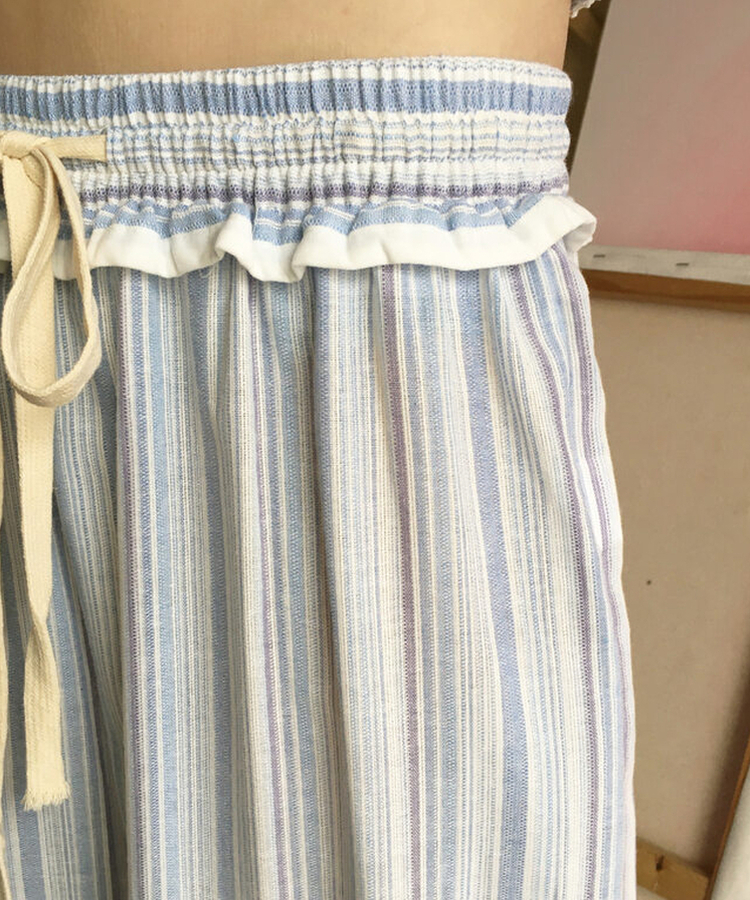 ストライプフリルワイドパンツ STRIPE