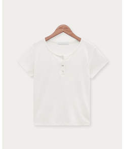 半袖Tシャツ ボタンコットンスパン半袖Tシャツ(5color)