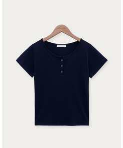半袖Tシャツ ボタンコットンスパン半袖Tシャツ(5color)